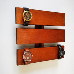 wood wall-mounted watch display rack