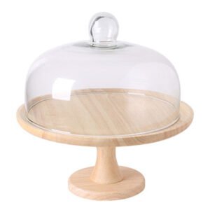wood cupcake display stand with glass cover