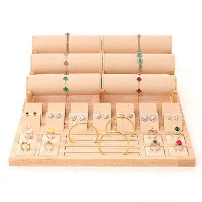 Oak wood multifunctional jewelry display props tray