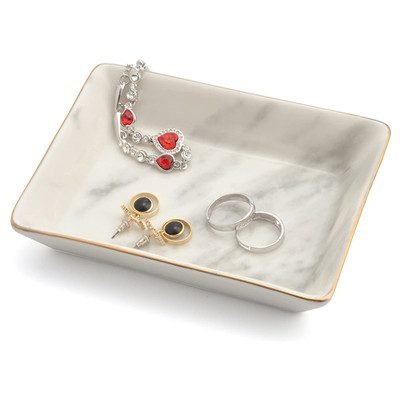 Rectangular marble jewelry tray