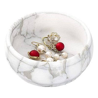 Round marble jewelry tray