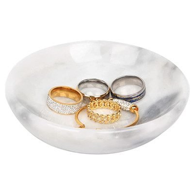 small round marble jewelry tray
