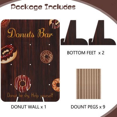 wooden donut wall and pegs and feet